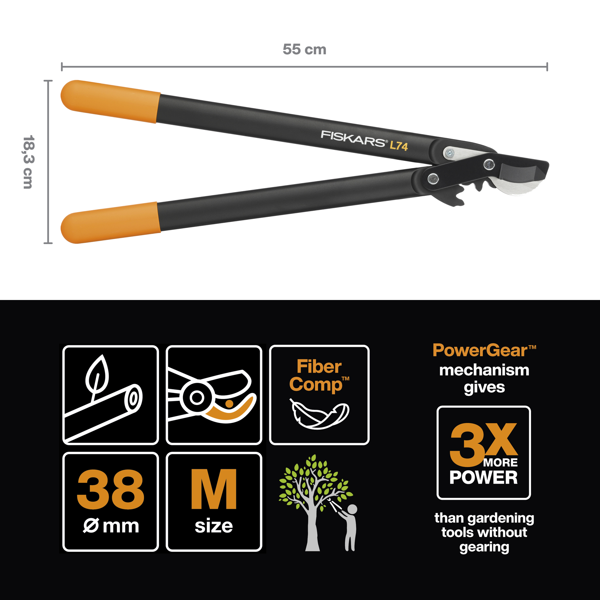 F-112290 1000582_Fiskars PowerGear lõikur M L74_1